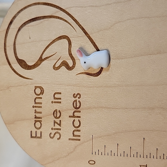 Ceramic Bunny Stud Earrings, metal free - Picture 3 of 7